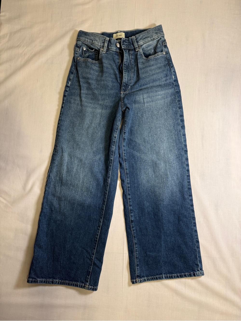 DL1961 Hepburn High Rise Wide Leg Jeans Size 26 Medium Wash Cropped Denim